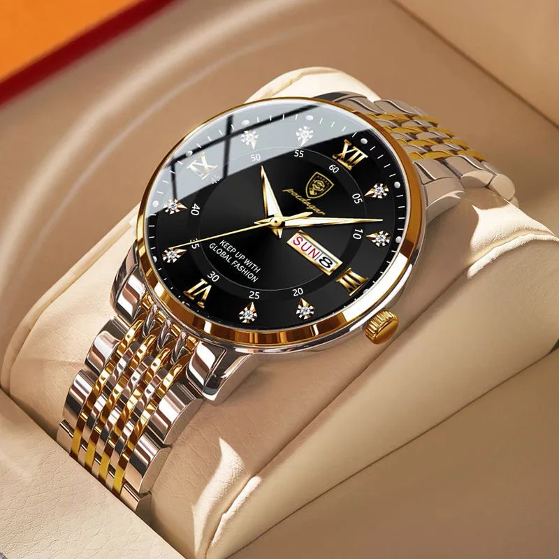 Luxury Watch Top 10 - POEDAGAR Topmerk herenhorloge roestvrij staal Weekdatum