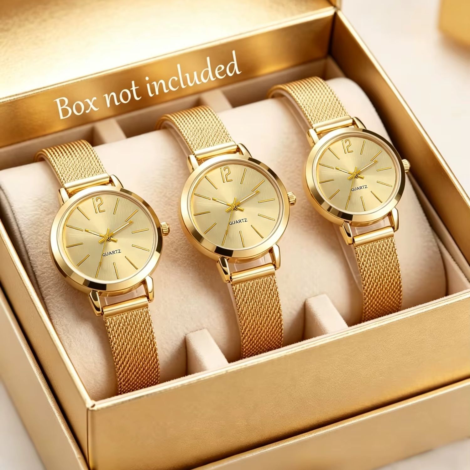 Luxury Watch Gift For Her - Drie-delige set elegante, minimalistische dameshorloges met